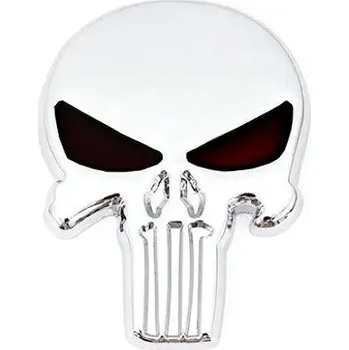 Samolepicí dekorace na vozidlo PREXIM Samolepka kovová lebka chrom, černé oči