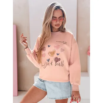 Dámská mikina Dámská mikina oversize se srdíčky PINKNOTE BY1500 Barva: Růžová, Velikost: ONE SIZE