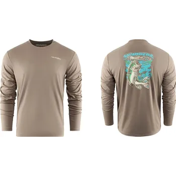 Rybářské oblečení UV tričko GRUNDÉNS Bass Popper LS Tech Tee - Otter - Vel. 3XL