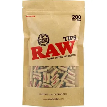 RAW Prerolled Tips – Předtočené filtry (200 ks v sáčku)