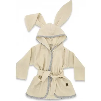 Dívčí župan Dětský mušelínový župan s oušky Bunny - béžový, Velikost koj. oblečení 80-98 (9-36m)