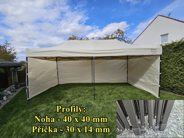 Nůžkový párty stan 3x6 (m) EKSPAND PREMIUM + 3 boky - Černá