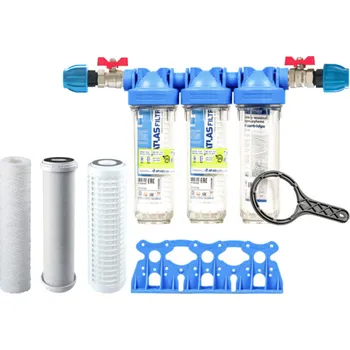 vodní filtr PRODO Sada filtru Senior 10" TRIO. Komplet připojení 1". Filtrace nečistot, chloru a zápachu (CB-AF CTO)