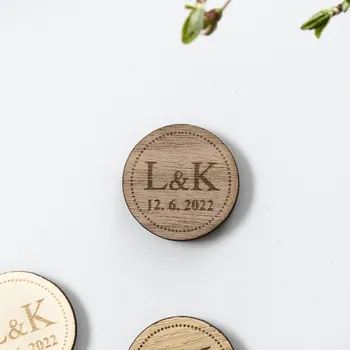 Svatební dekorace Dřevěný vývazek kruh tečky Dřevo: Ořech