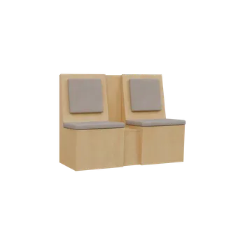 RE LAV - 1200 lavice do čekárny, 2-sedák, 1000x1200x435, bříza světlá, koženka BE 5 - krémová