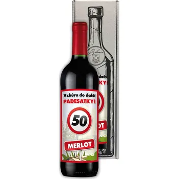 Víno Červené víno Merlot ke 50. narozeninám 0.75 l