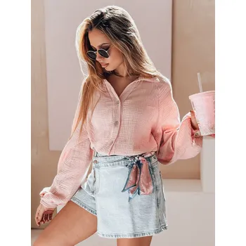 Dámská košile oversize mušelínová MUSLINEA DY0473 Barva: Růžová, Velikost: ONE SIZE