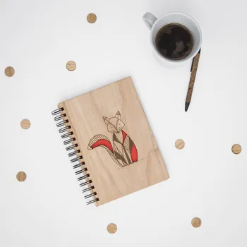 Zápisník Dědova dílna Dřevěný blok Liška Papír: Bez linek (čistý)