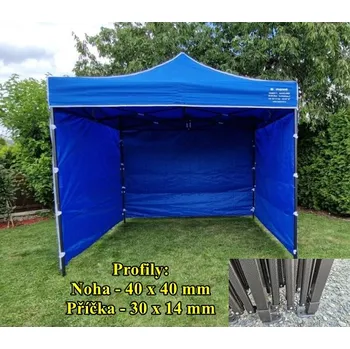 Zahradní stan Nůžkový párty stan 3x3 (m) EKSPAND PREMIUM + 3 boky - Modrá