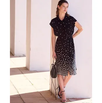 Dámské šaty Surkana dámské propínací šaty s puntíky černé Velikost: XS