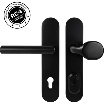 Dveřní kování MPK - SECURO S01 PLUS - SO M1 FAVORIT PZ PLUS s otvorem pro vložku, 40 - 60 mm, 92 mm, madlo/klika BS - Černá matná