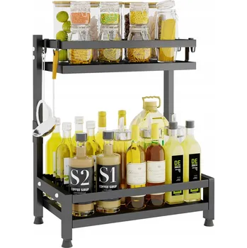 Knihovna KOŘENKOVKA KOVOVÁ POLICE DO KUCHYNĚ ORGANIZÉR REGÁL 2 PATRA