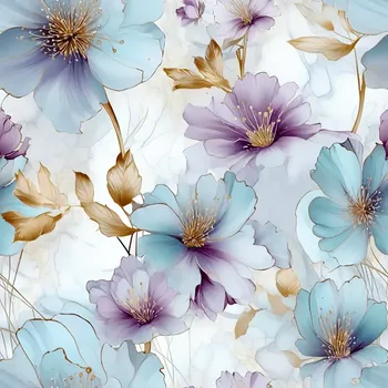 Silky, Světlé modrofialkové květy (E)** (Lehká vzdušná šatovka)