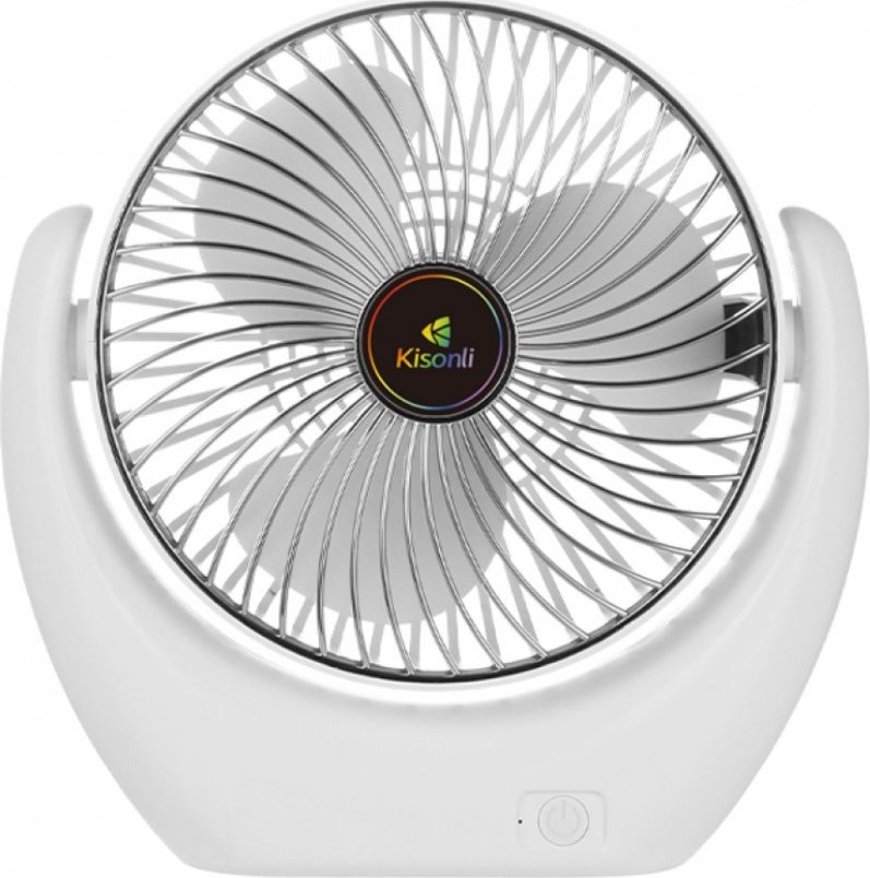 Přenosný ventilátor Kisonli F105, 2000mAh – bílá/stříbrná