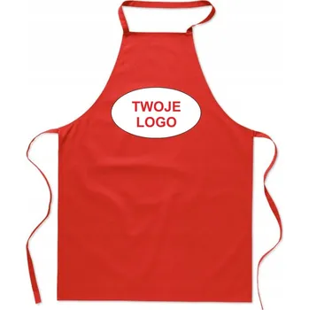 Kuchyňská zástěra ČERVENÁ KUCHYŇSKÁ ZÁSTĚRA S VAŠÍM LOGEM potisk firmy reklama FA_356