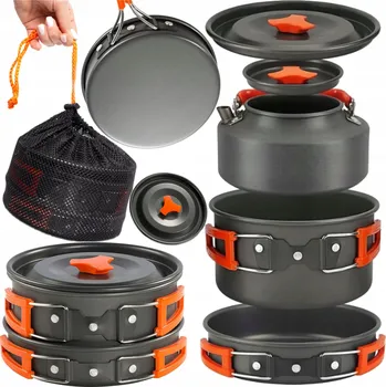 Sada nádobí PROFESIONÁLNÍ SADA TURISTICKÉHO NÁDOBÍ 3v1 JÍDELNÍ SADA BUSHCRAFT PRO KEMPOVÁNÍ