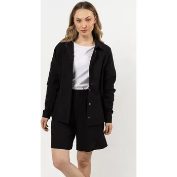 Dámská košile Bavlněná, volná košile se stojáčkem A724 Barva: Černá, Velikost: L