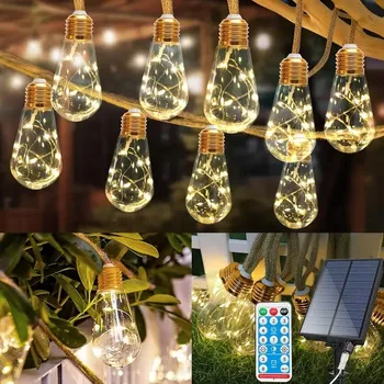 Zahradní dekorace BAF Solární řetěz 7,6 m. Teplé bílé světlo, 16 žárovek