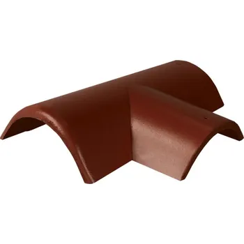 betonová krytina Hřebenáč rozdělovací pravý T220 Bramac Protector Plus se dvěma příchytkami -červenohnědá