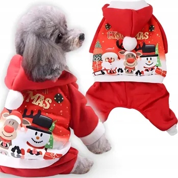 Obleček pro psa TEPLÝ OBLEČEK PRO MALÉHO PSA ZIMNÍ VÁNOČNÍ KOMBINEZA OBLEČENÍ NA ZIMU XS