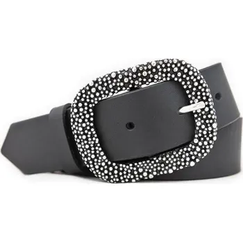 Opasek Černý dámský kožený pásek (GDP94)