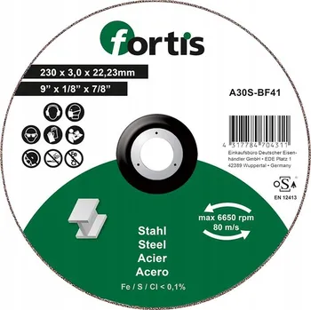 Řezný kotouč Kotouč na řezání oceli 230 x 3 mm rovný FORTIS