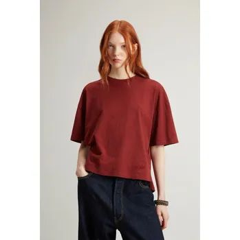 Dámské tričko TRIČKO WOOLRICH SLUB COTTON TEE MADDER BROWN