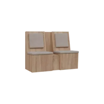 RE LAV - 1200 lavice do čekárny, 2-sedák, 1000x1200x435, dub bardolino, koženka BE 5 - krémová