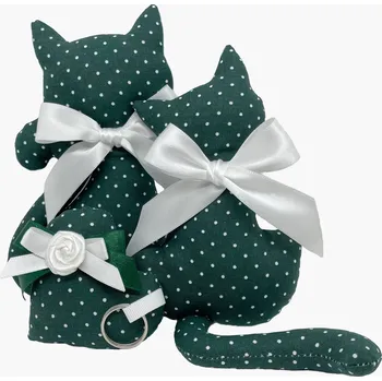 Dekorativní polštářek Kočka s levandulí - tm. zelená puntík Varianta: kočička, Dárkové balení: ne