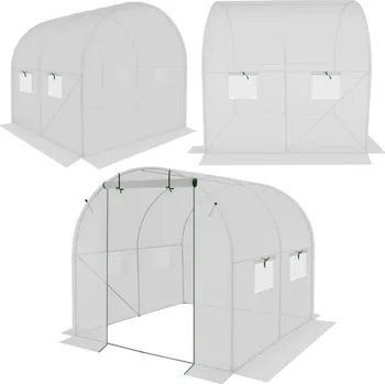 Skleník ZAHRADNÍ TUNELOVÝ SKLENÍK 200x200x200 CM PE KONSTRUKCE OCEL BÍLÁ