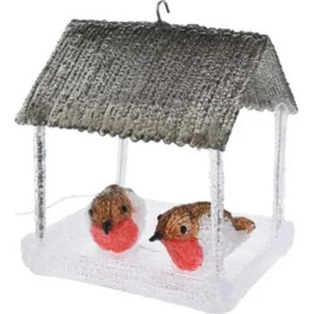 Zahradní dekorace BUDKA PRO PTÁKY DEKORACE LED 185X165X230MM ŠEDÁ STŘECHA