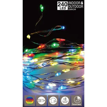Vánoční dekorace DRÁTĚNÝ SVĚTELNÝ ŘETĚZ GIRLANDA 240 LED MULTICOLOR