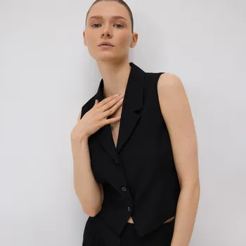 Dámské sako Reserved - Vesta s příměsí lnu - černý - 241FT-99X - 241FT-99X-XL