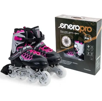 Kolečkové brusle KOLEČKOVÉ BRUSLE-WROTKI-LEDNÍ BRUSLE 4V1 ENERO PRO LED 30-33 RŮŽOVO-ŠEDÉ