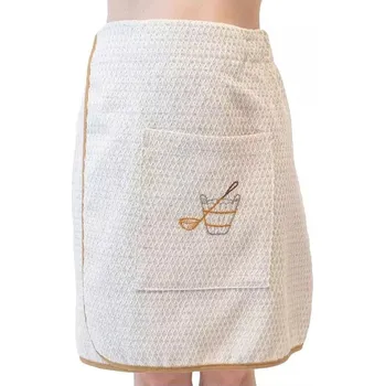 Dámský župan . Pánský kilt do sauny - Vědro, lněno-bavlněný, přírodní 55*140 cm