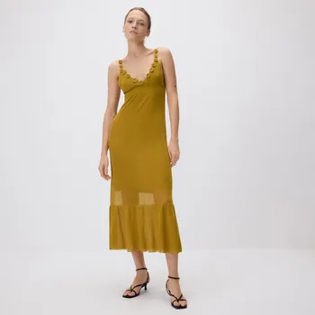 Dámské šaty Reserved - Šaty s květinovou aplikací - světle olivová - 515GE-81X - 515GE-81X-S