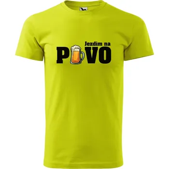 Pánské oblečení Pánské tričko s potiskem Jezdím na pivo Velikost: M, Barva trička: Limetková