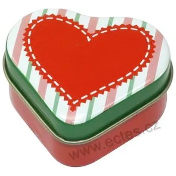 Lékovka HEARTS AND TREES plechová dóza mini lékovka srdce 2220 červené srdíčko a proužky