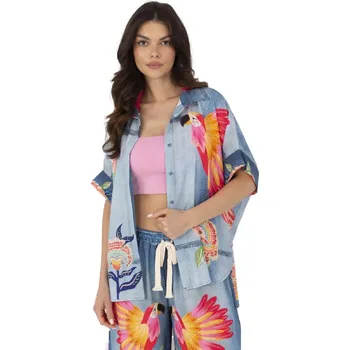 Dámská košile Košile DHJ-KS-19007-6.86 ITALY MODA Barva: Modrá, Velikost: UNI