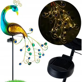 Venkovní osvětlení Velká solární lampa PÁV SVÍTÍCÍ LED ZAHRADNÍ LAMPIČKA ZAPICHOVACÍ DO ZAHRADY 40 LED