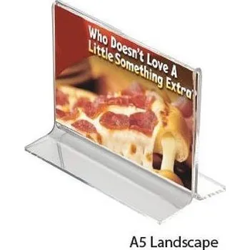 Plexi stojánek na stůl oboustranný typu T - velikost A5 na šířku (P-BHT-A5L)