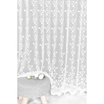 Záclona řecký tyl, Zámecké květy metráž, bílá