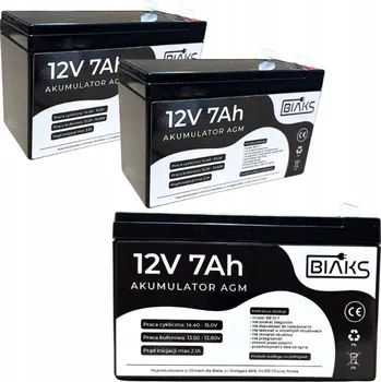 Záložní baterie 2x Akumulátor AGM 12V 7Ah BIAKS (rozměr jako 7.2Ah 9Ah) pro UPS, alarm, CCTV, solární systémy