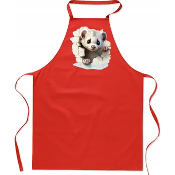 Kuchyňská zástěra Kuchyňská zástěra bavlna červená díra FERRETT křeček FA_495_cw