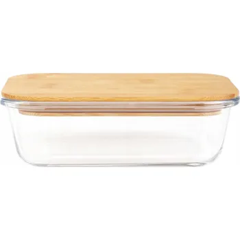 Dóza na potraviny Skleněná dóza BAMBOU s bambusovým víkem, velká, 20x15 cm HOMLA