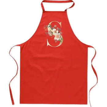 Kuchyňská zástěra KUCHYŇSKÁ ZÁSTĚRA červená S PÍSMENEM S jméno Sára Sandra Sylvie FA_347_cw