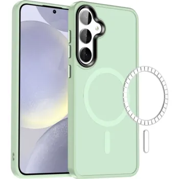 Pouzdro na mobilní telefon Prémiový pevný barevný kryt s MagSafe pro Samsung Galaxy S25 Barva: Světle Zelená