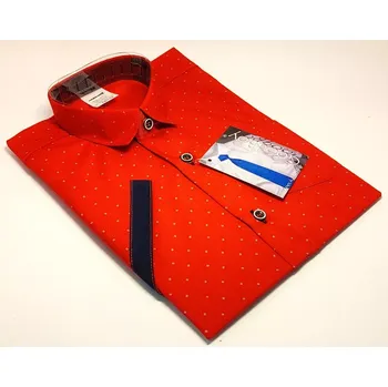 Chlapecká košile Chlapecká košile s krátkým rukávem červená vzorovaná GBK5 (Chlapecká košile s krátkým rukávem červená vzorovaná)