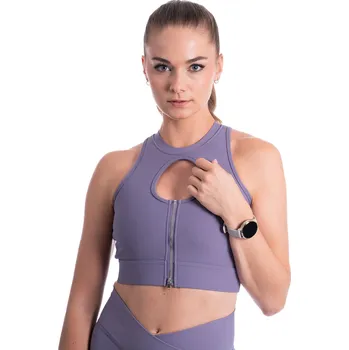 BrainMax podprsenkový zkrácený top, levandulová Velikost: XS Sportovní top pro ženy s vykrojením v oblasti dekoltu