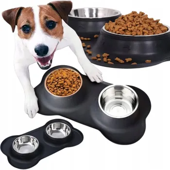 Miska pro psa Sada dvou kovových misek Petjet černá 0,7 l